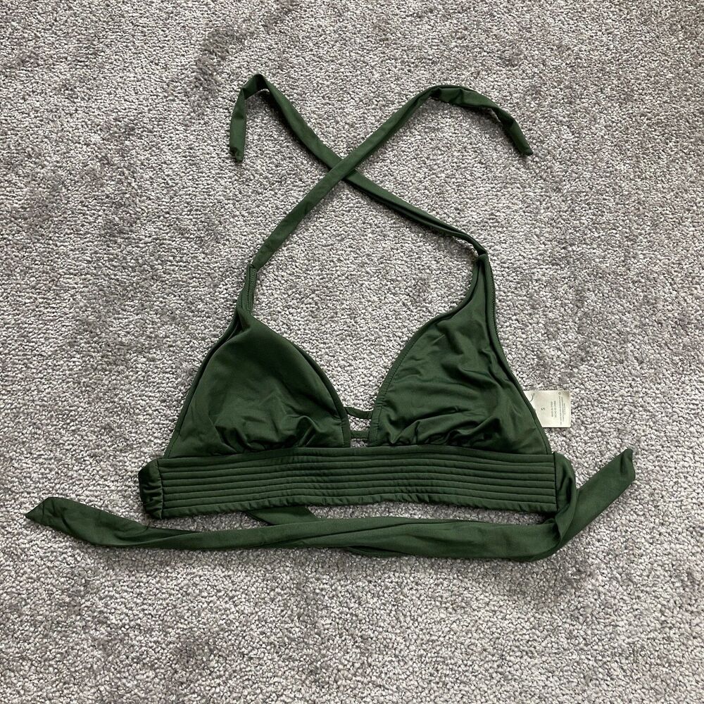 Kona Sol Swimwear Bikini Top Womens Small Dark Green Padded Halter Summer Beach
